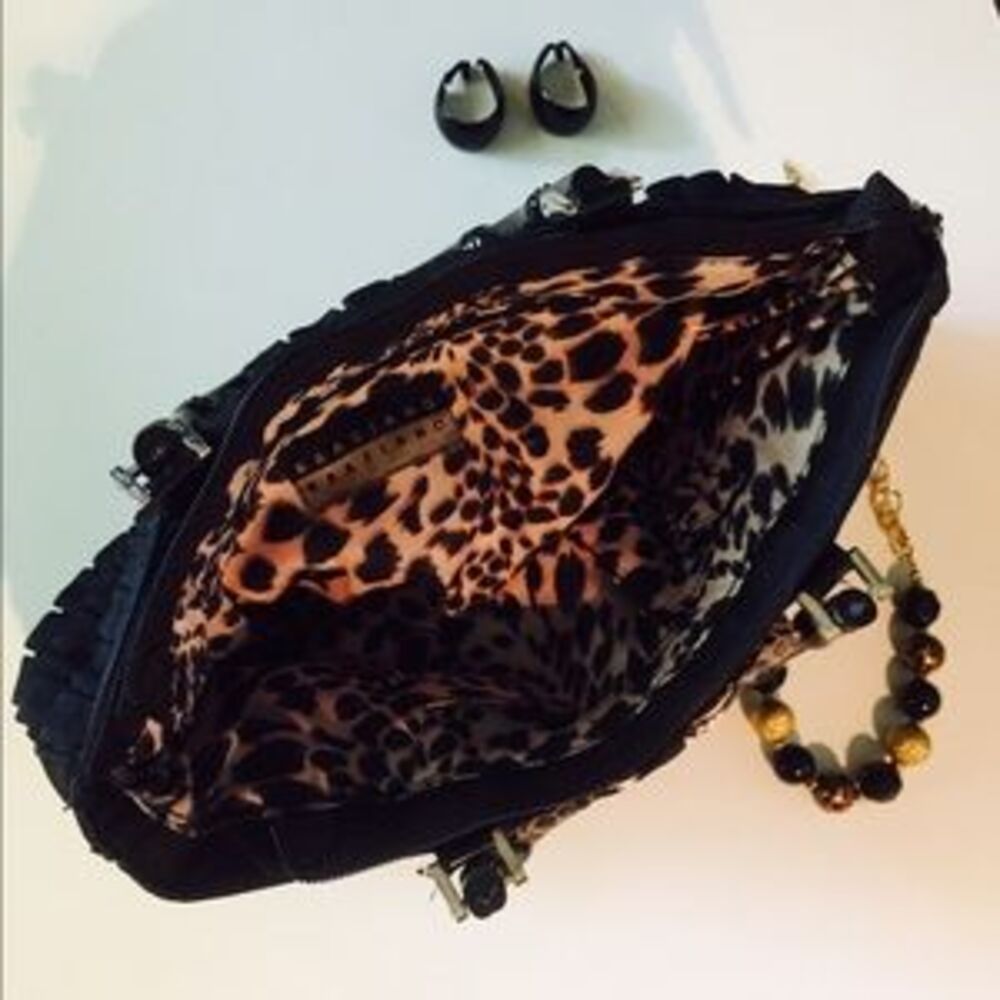 Black Ribbon Purse w Cheetah Bow BRACIANO - Picture 5 of 6